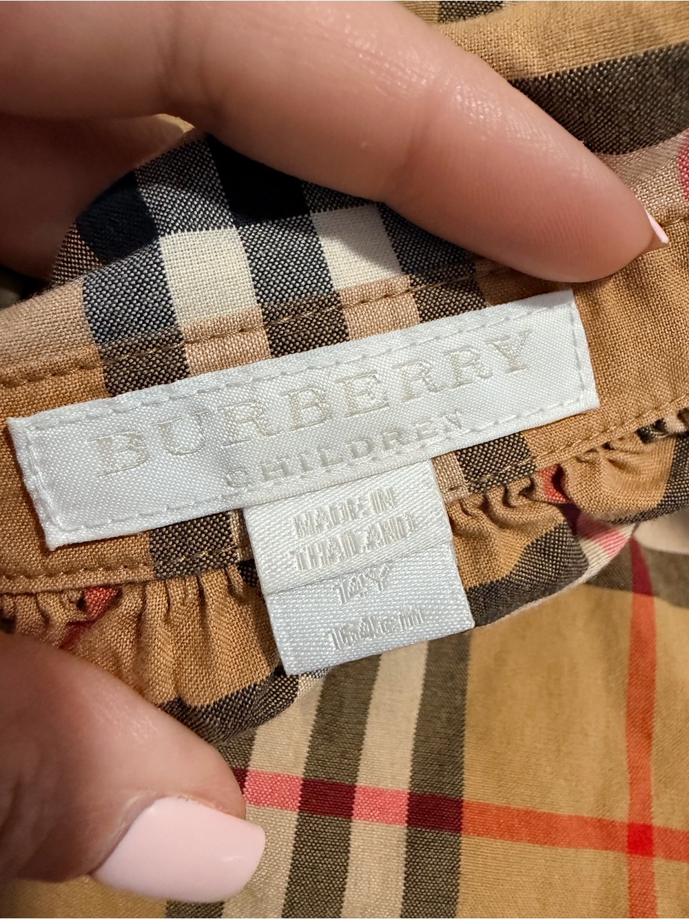 Burberry Tan Plaid Button-Down Shirt 14y - Picture 5 of 5